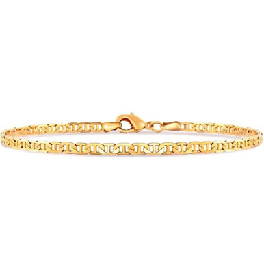 10-Inch 18K-Gold-Plated Flat Mariner Anklet