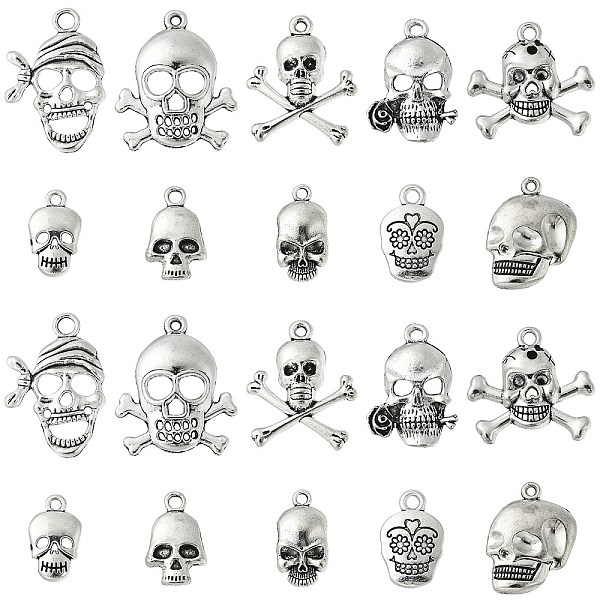 100Pcs 10 Styles Tibetan Style Alloy Pendants