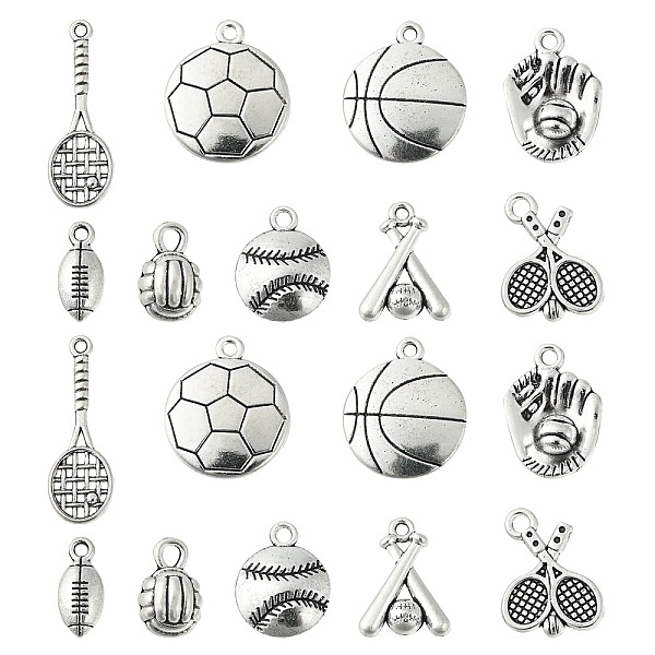 100Pcs 10 Styles Tibetan Style Zinc Alloy Pendants