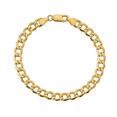 10K Gold Semisolid Curb Chain Bracelet - 10k-8mm-cub-8''