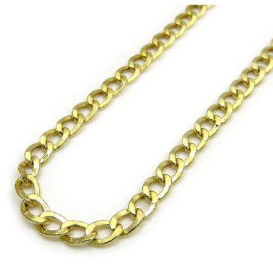 10K Yellow Gold 4mm Hollow Cuban Link Necklace - 10kcub-4mm-20''