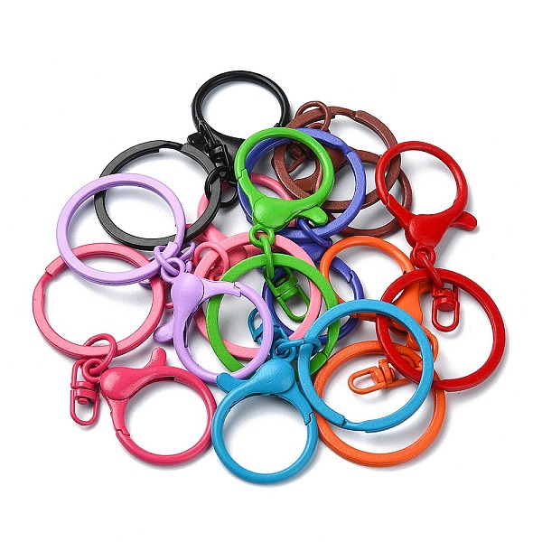 10Pcs 10 Colors Baking Painted Zinc Alloy Keychain Clasps