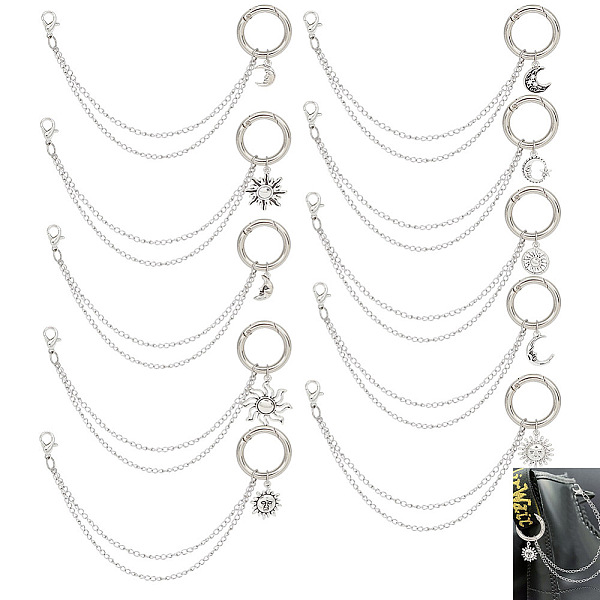 10Pcs 10 Style 304 Stainless Steel Decorative Shoe Chains