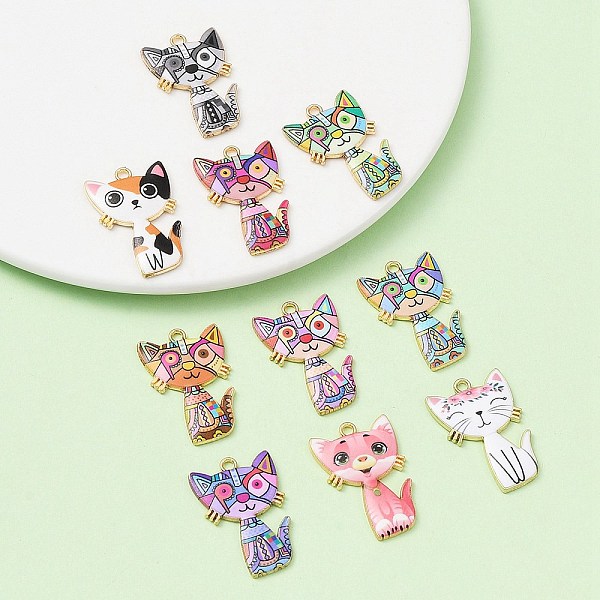 10Pcs 10 Style Alloy Enamel Pendants