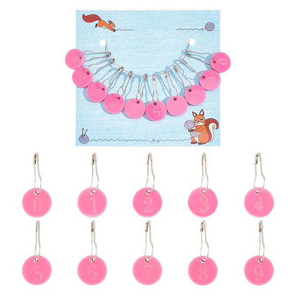 10Pcs 10 Style Number 0-9 Acrylic Charms Locking Stitch Markers