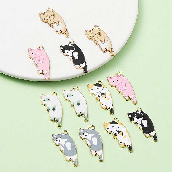 10Pcs 5 Style Printed Alloy Pendants