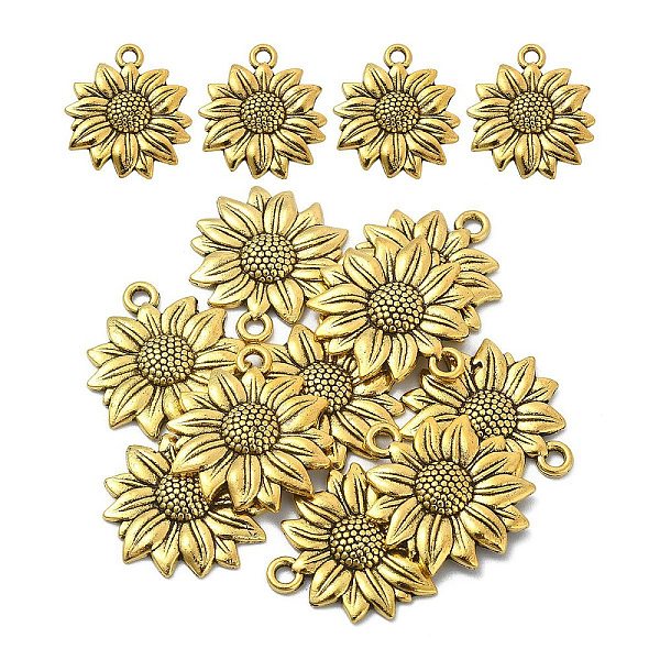 10PCS Sunflower Tibetan Style Alloy Pendants