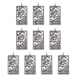 10Pcs 10 Style Number Alloy Enamel Pendant Stitch Markers, Crochet Leverback Hoop Charms, with Iron Brooch Findings, Flat Round, Golden, 3.6cm, 1pc/style