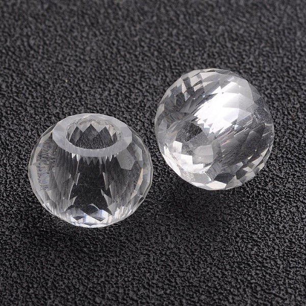 128 Faceted Glass European Rondelle Large Hole Beads