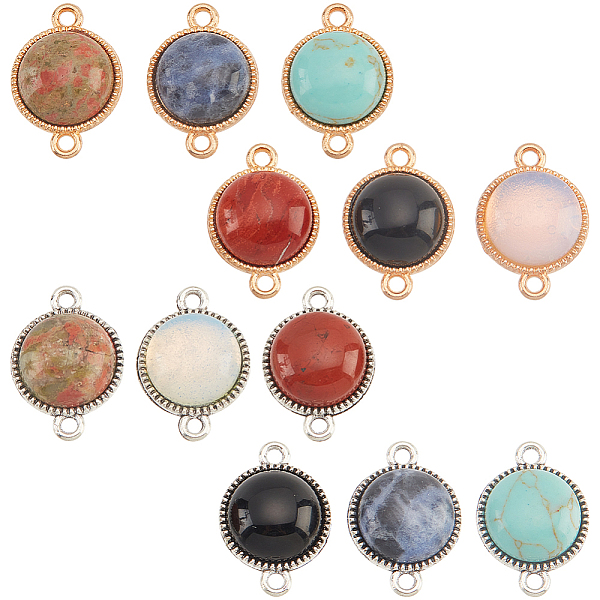 12Pcs 12 Styles Gemstone Connector Charms