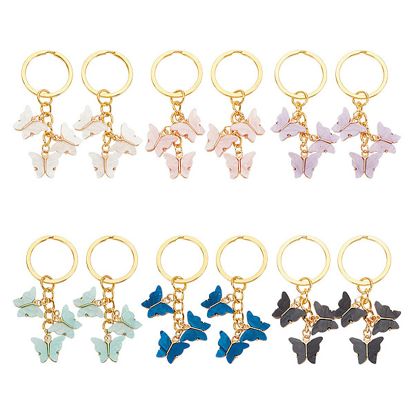 12Pcs 6 Colors Alloy Acrylic Pendant Decorations