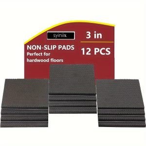 12pcs Non Slip Furniture Pads, 3" Furniture Grippers, Non Skid For Furniture Legs, Self Adhesive Rubber Feet Furniture Feet, Anti Skid Furniture Hardwood Floor Protector For Keep Couch Stoppers