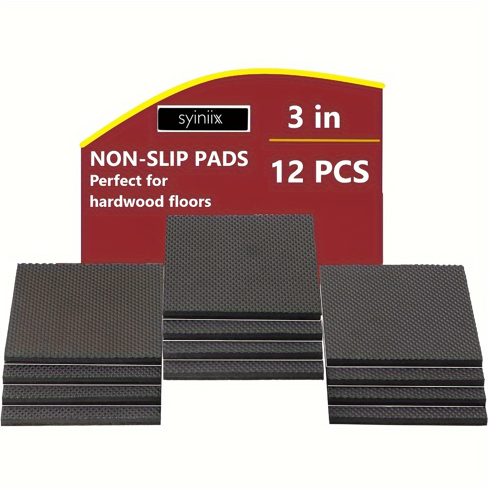 12pcs Non Slip Furniture Pads, 3″ Furniture Grippers, Non Skid For Furniture Legs, Self Adhesive Rubber Feet Furniture Feet, Anti Skid Furniture Hardwood Floor Protector For Keep Couch Stoppers