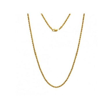 14k Solid Gold Diamond Cut Rope Chain Necklace - 16''