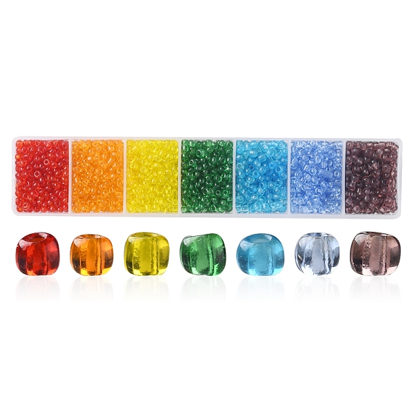 1561Pcs 7 Colors 8/0 Transparent Glass Seed Beads