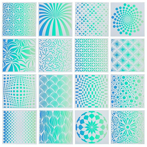 16Pcs 16 Styles Mandala Flower PET Plastic Hollow Out Drawing Painting Stencils Templates