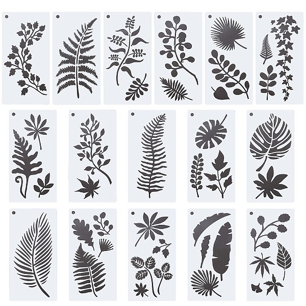 16Pcs 16 Styles PET Plastic Drawing Painting Stencils Templates