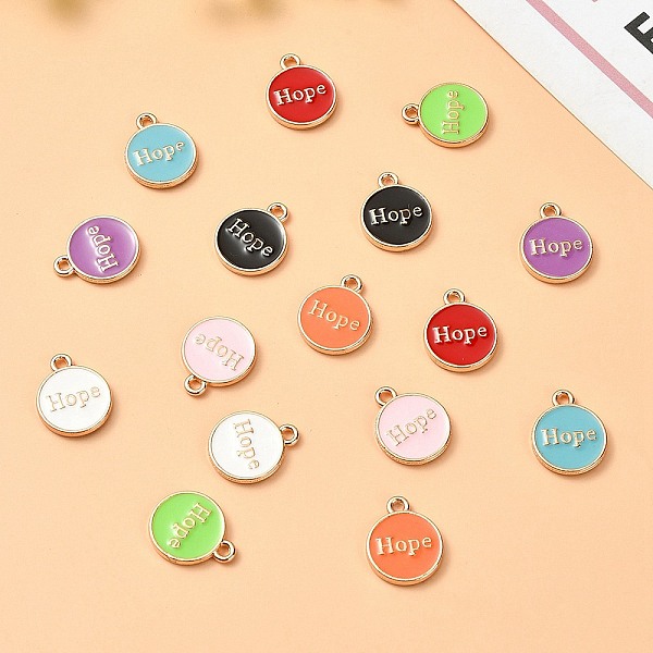 16Pcs 8 Colors Alloy Enamel Pendants