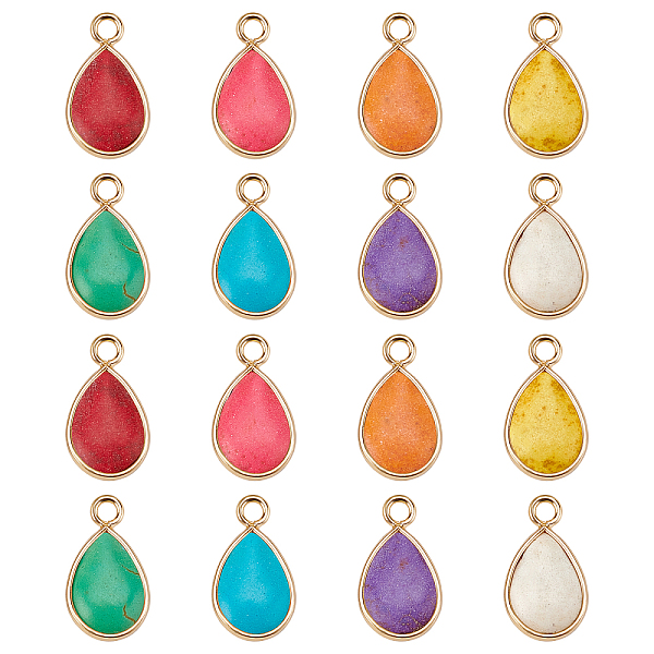 16Pcs 8 Colors Synthetic Turquoise Pendants