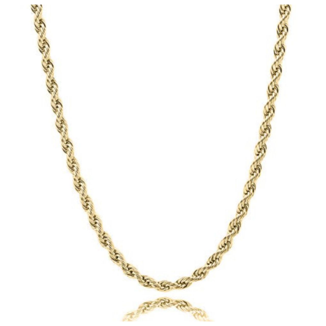 18K Yellow Gold-Plated Diamond-Cut Rope Necklace - Y-SSRP-16''