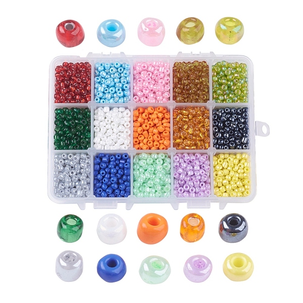 1 Box 15 Color 6/0 Glass Seed Beads