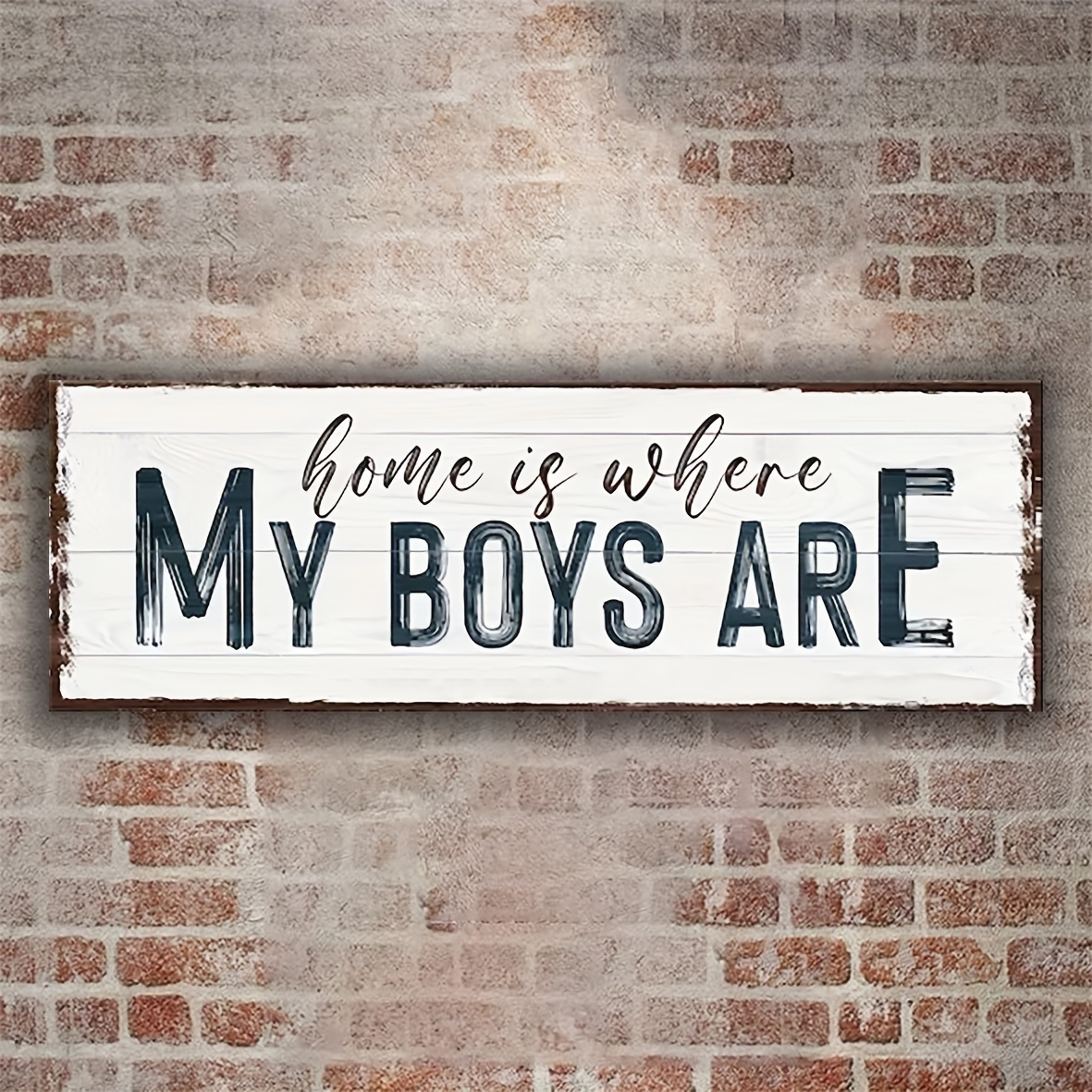 1pc, Family Sign, Home Is Where My Boys, Wall Art Sign For Home, Wooden Sign, Door Decor, Wall Decor, Home Decor, Room Decor, Farmhouse Decor, House Warming Gifts New Home