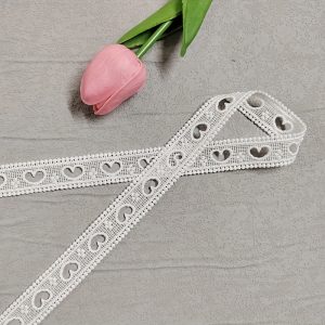 1pc Heart Hollow Embroidery Milk Silk Lace, Polyester Lace Diy Handmade Doll Decoration Clothing Accessories For Women's Clothing, 1/3/5yards