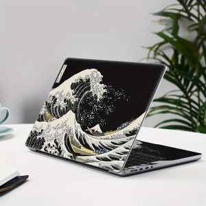 2-piece Japanese Wave Design Vinyl - Matte Finish, Compatible With , Dell, Lenovo, Asus, & More - 15.6" To 16" Notebook Protective Decals