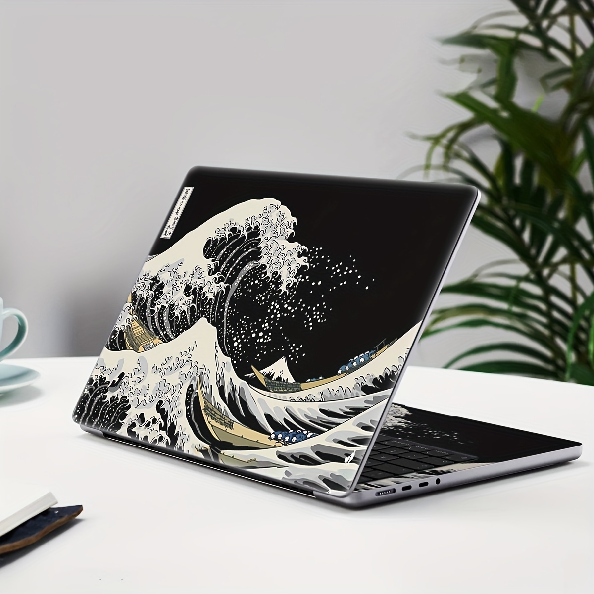 2-piece Japanese Wave Design Vinyl – Matte Finish, Compatible With , Dell, Lenovo, Asus, & More – 15.6″ To 16″ Notebook Protective Decals