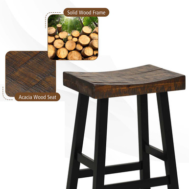 24/29-Inch Solid Wood Saddle-Seat Stools (Set of 2) - 29" Bar Stool