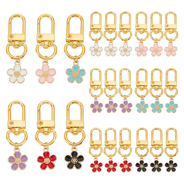 24Pcs 6 Colors Alloy Enamel Pendant Decorations