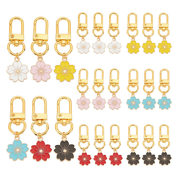 24Pcs 6 Colors Alloy Enamel Pendant Decorations