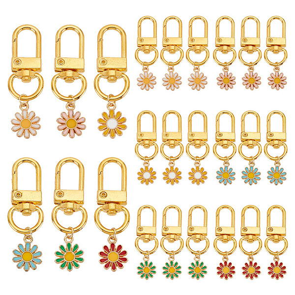 24Pcs 6 Colors Alloy Enamel Pendant Decorations