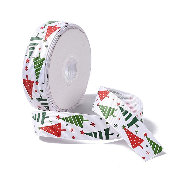 25 Yards Christmas Theme Printed Polyester Grosgrain Ribbon