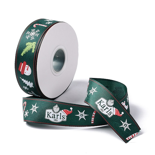 25 Yards Christmas Theme Printed Polyester Grosgrain Ribbon