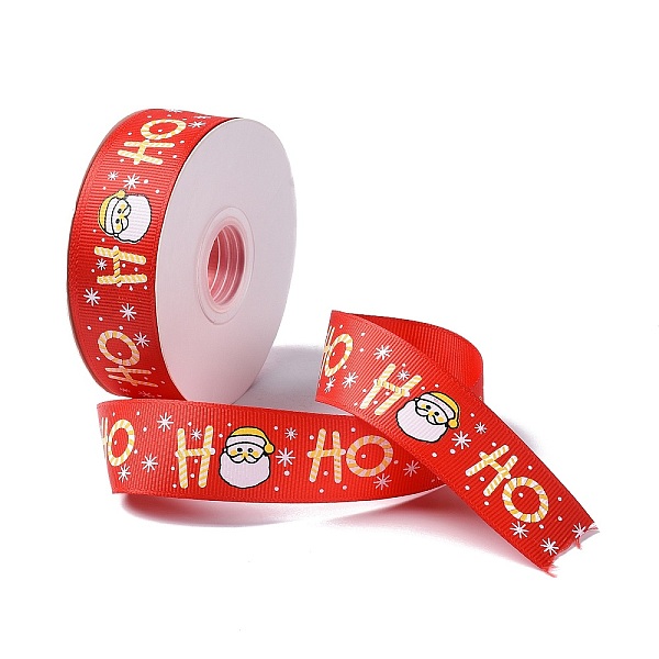 25 Yards Christmas Theme Printed Polyester Grosgrain Ribbon