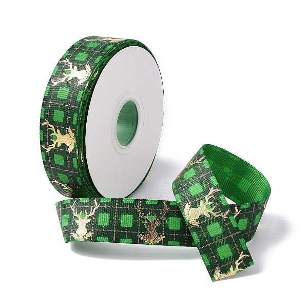 25 Yards Flat Christmas Theme Printed Polyester Grosgrain Ribbon