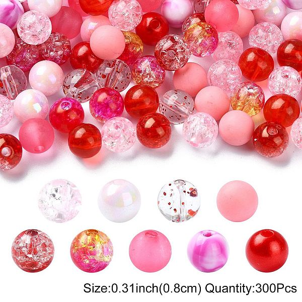 300Pcs 10 Styles Mixed Styles Acrylic Beads