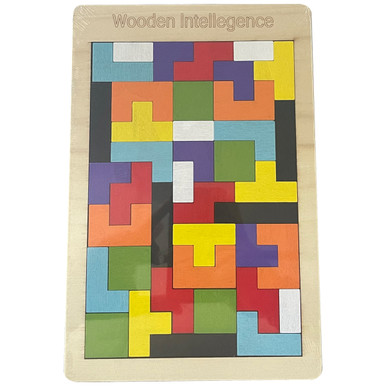 40-Piece Wooden Tetromino Jigsaw Puzzle Brain Teaser Game