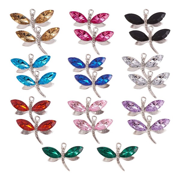 40 pz 10 colori charms in lega di strass