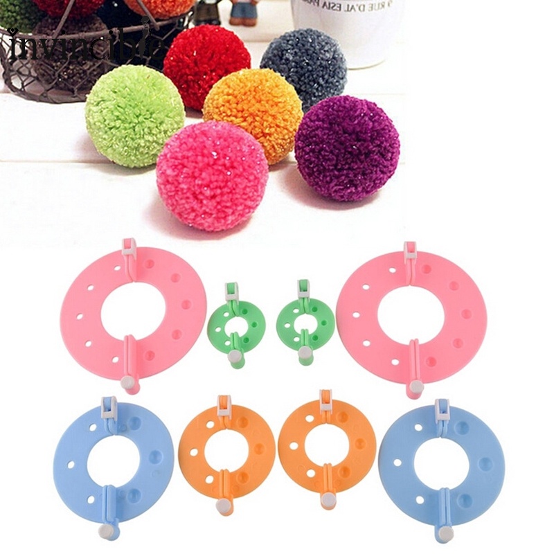 4pcs/set Diy Tools Knitter Needle Knitting Plush Craft Pom Pom Making Tools 4 Different Size Knitting Tools Mixed Colors Diy Sewing Tools Pom Pom Set