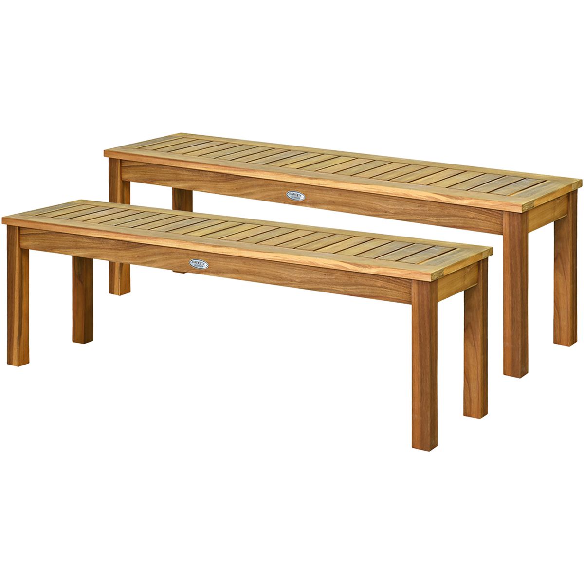 52-Inch Outdoor Acacia Wood Dining Bench Chair (1- or 2-Pack) - Costway 52" Outdoor Acacia Wood - 2 pack