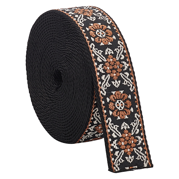 5 Yards Ethnic Style Polyester Jacquard Flower Ribbon