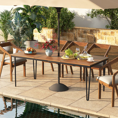 79-Inch 8-Person Outdoor Dining Table with 1.9-Inch Umbrella Hole