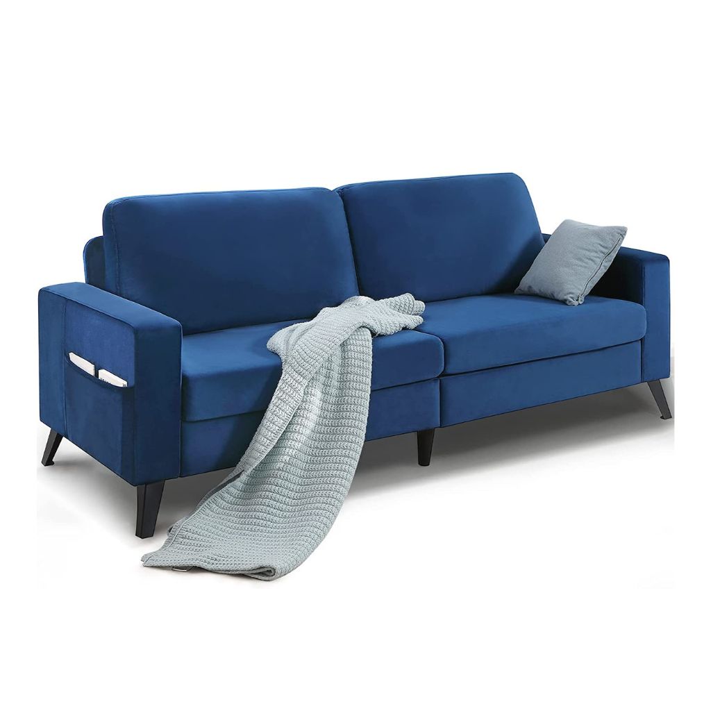 79-Inch Mid-Century Modern Loveseat Couch - Blue