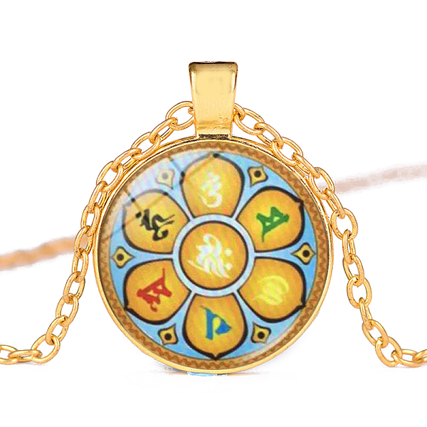 7 Chakra Glass Pendant Necklace