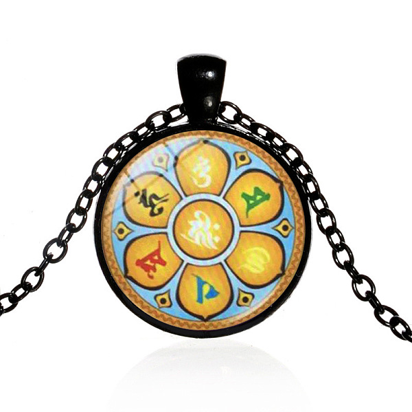 7 Chakra Glass Pendant Necklace