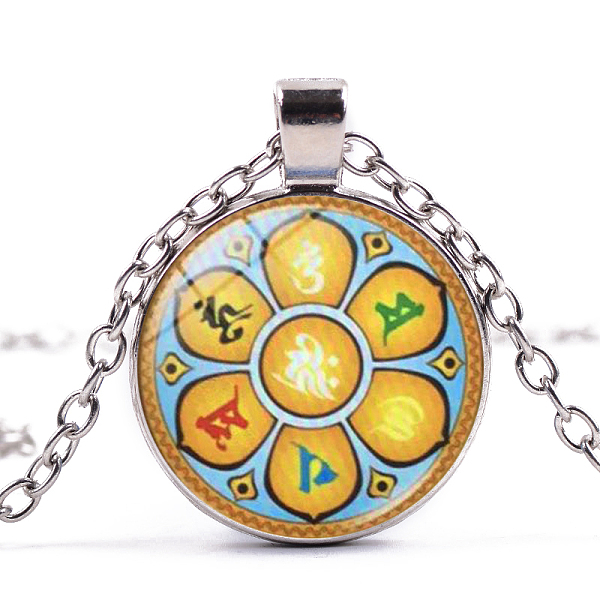 7 Chakra Glass Pendant Necklace