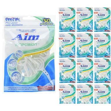 Aim™ precision™ Floss Picks with Fluoridex Thread, 50 ct. (12-Pack)