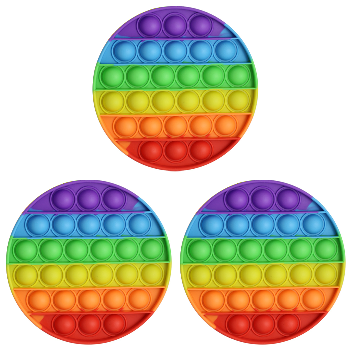 Anti-Stress Rainbow Bubble Pop-It Fidget Toy (1- to 5-Pack) - (3 Pack) Rainbow Bubble Popper Toys